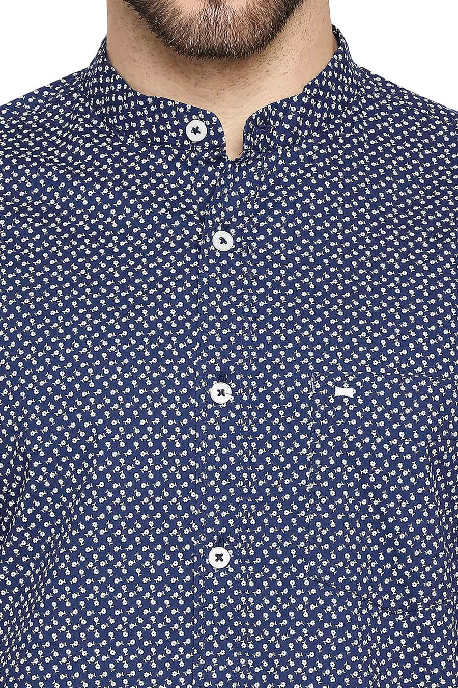 BASICS SLIM FIT ESTATE NAVY PRINTED SHIRT