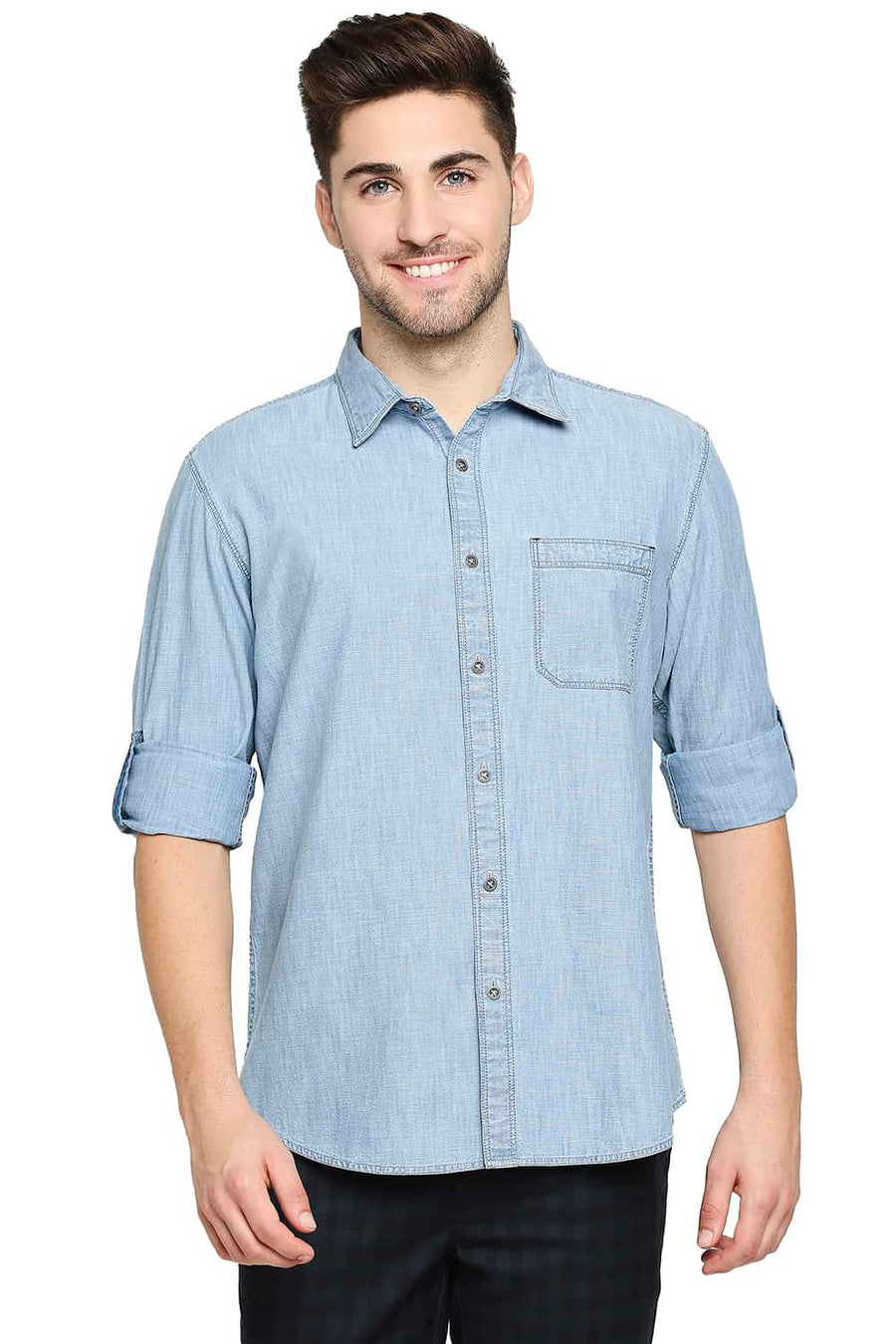 BASICS SLIM FIT HORIZON BLUE INDIGO SHIRT