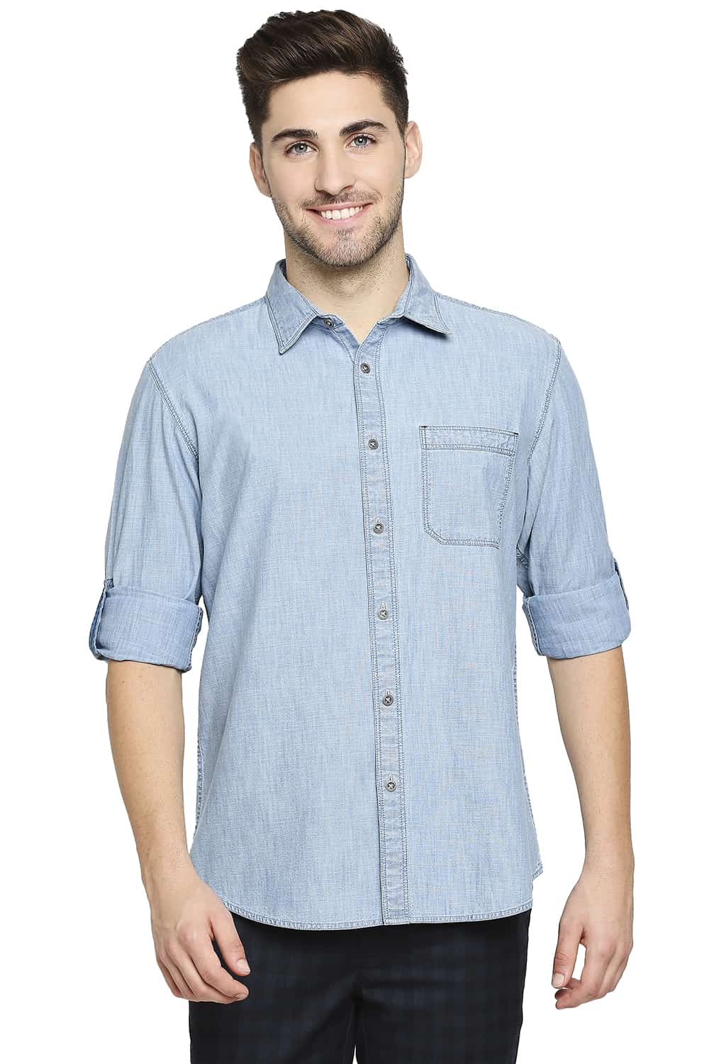 BASICS SLIM FIT INDIGO SHIRT