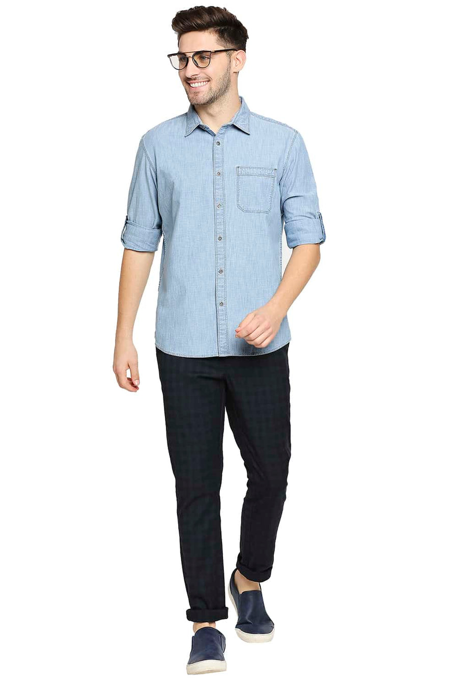 BASICS SLIM FIT HORIZON BLUE INDIGO SHIRT