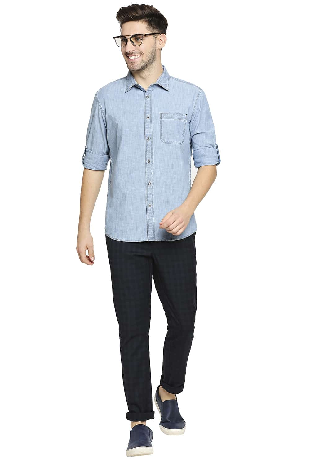 BASICS SLIM FIT INDIGO SHIRT