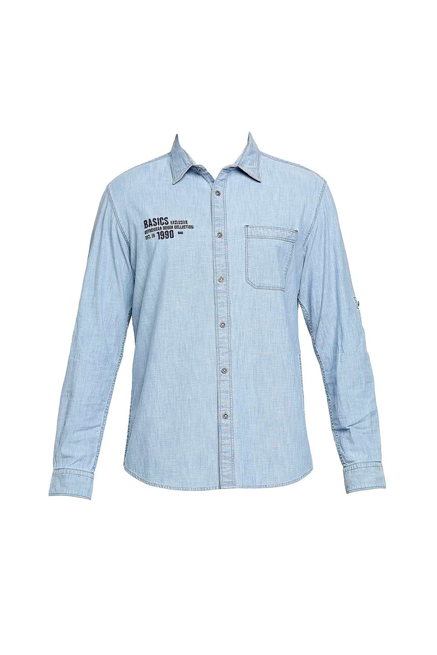 BASICS SLIM FIT HORIZON BLUE INDIGO SHIRT