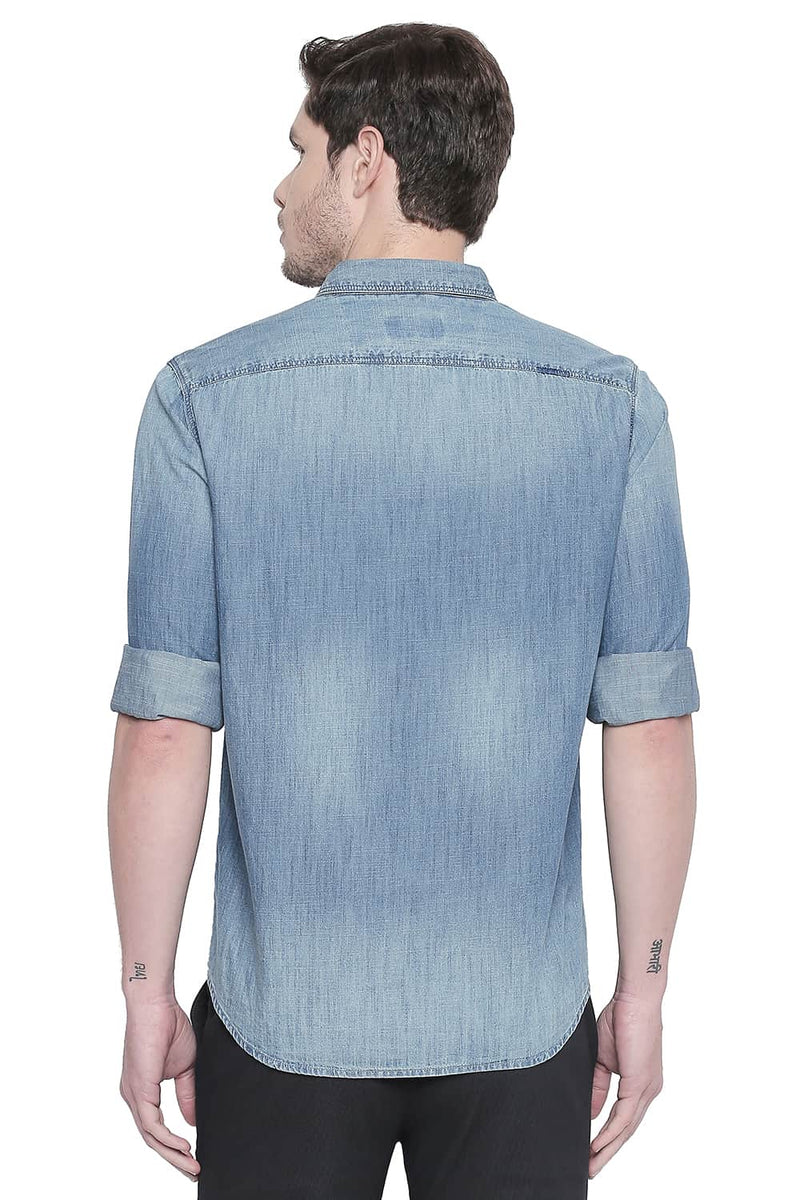 BASICS SLIM FIT CHAMBRAY SHIRT