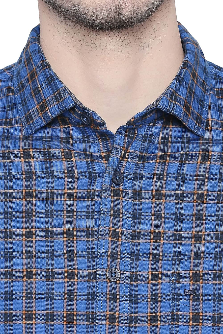 BASICS SLIM FIT IMPERIAL BLUE CHECKS SHIRT