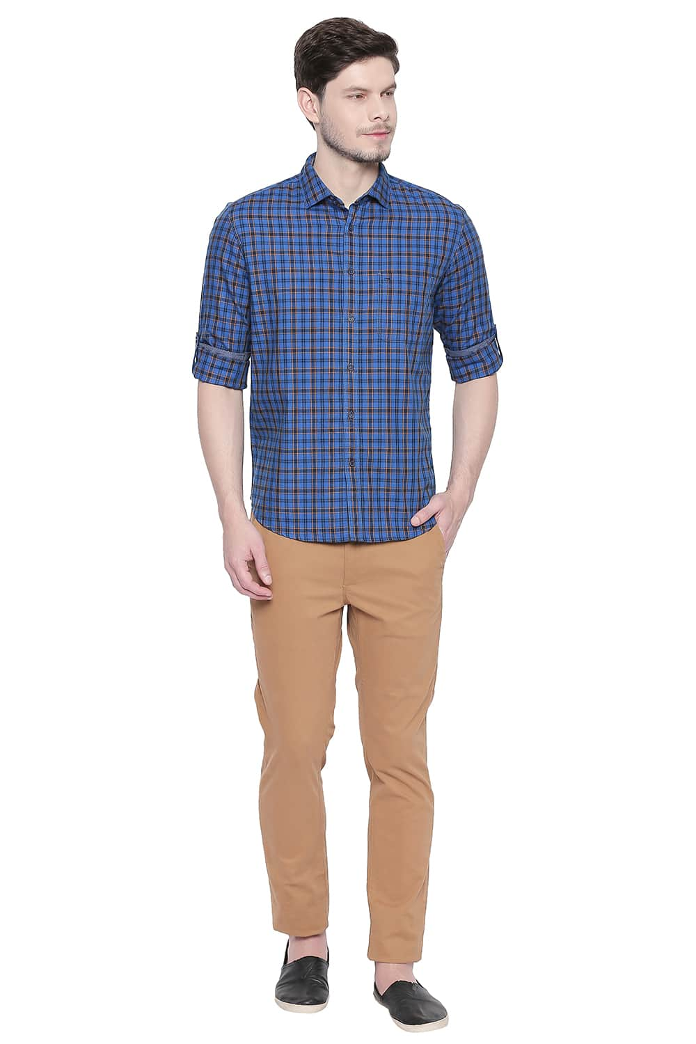 BASICS SLIM FIT CHECKS SHIRT