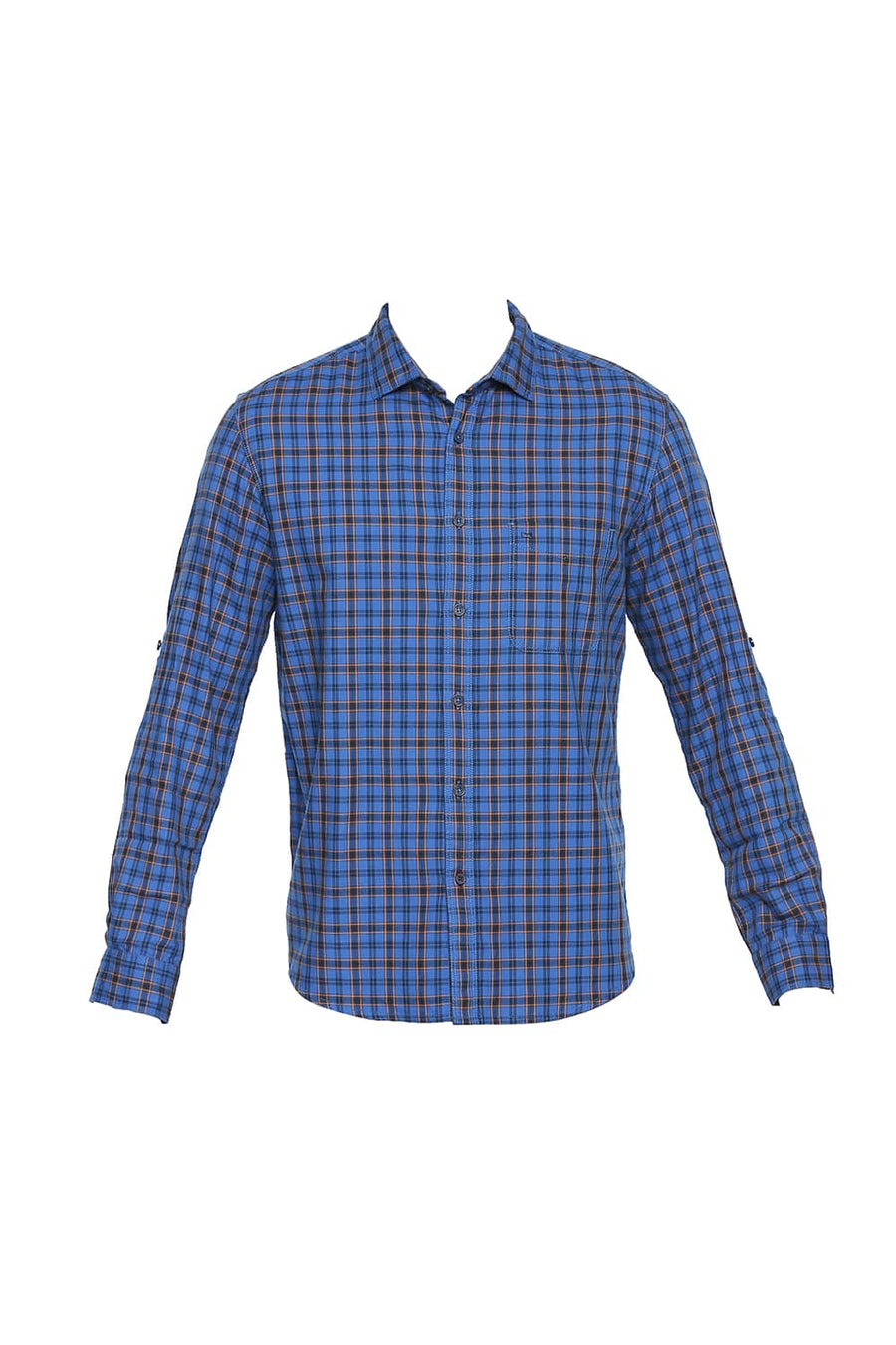 BASICS SLIM FIT IMPERIAL BLUE CHECKS SHIRT