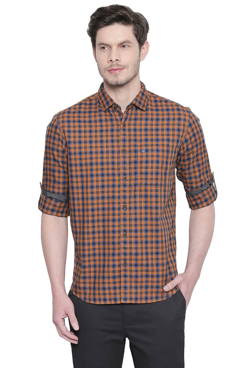 BASICS SLIM FIT CHECKS SHIRT