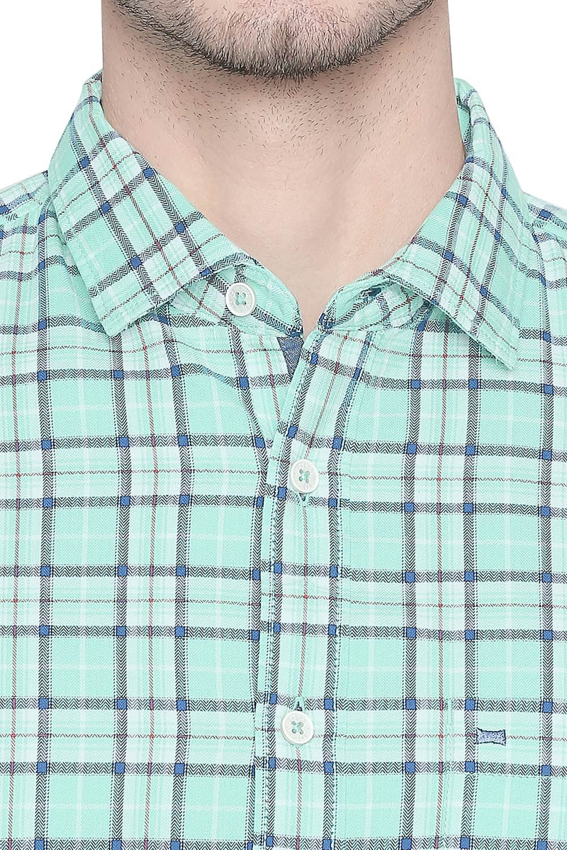 BASICS SLIM FIT TWILL CHECKS SHIRT