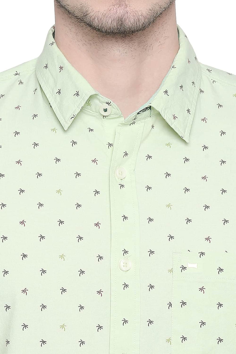 BASICS SLIM FIT OXFORD PRINTED SHIRT