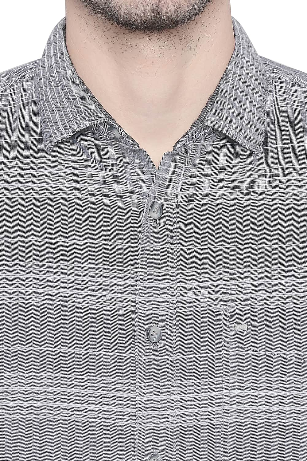 BASICS SLIM FIT WEFT STRIPES SHIRT