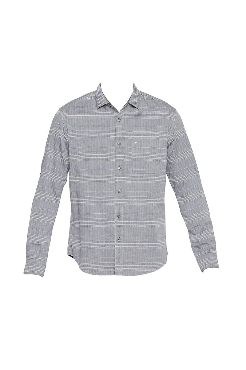 BASICS SLIM FIT WEFT STRIPES SHIRT