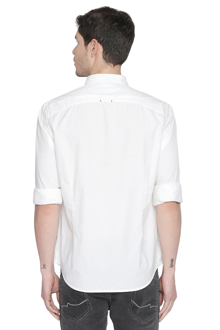 BASICS SLIM FIT CLOUD WHITE PEACH TWILL SHIRT