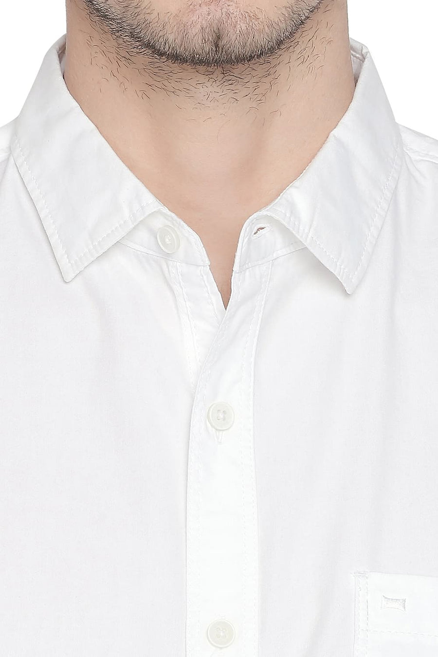BASICS SLIM FIT CLOUD WHITE PEACH TWILL SHIRT