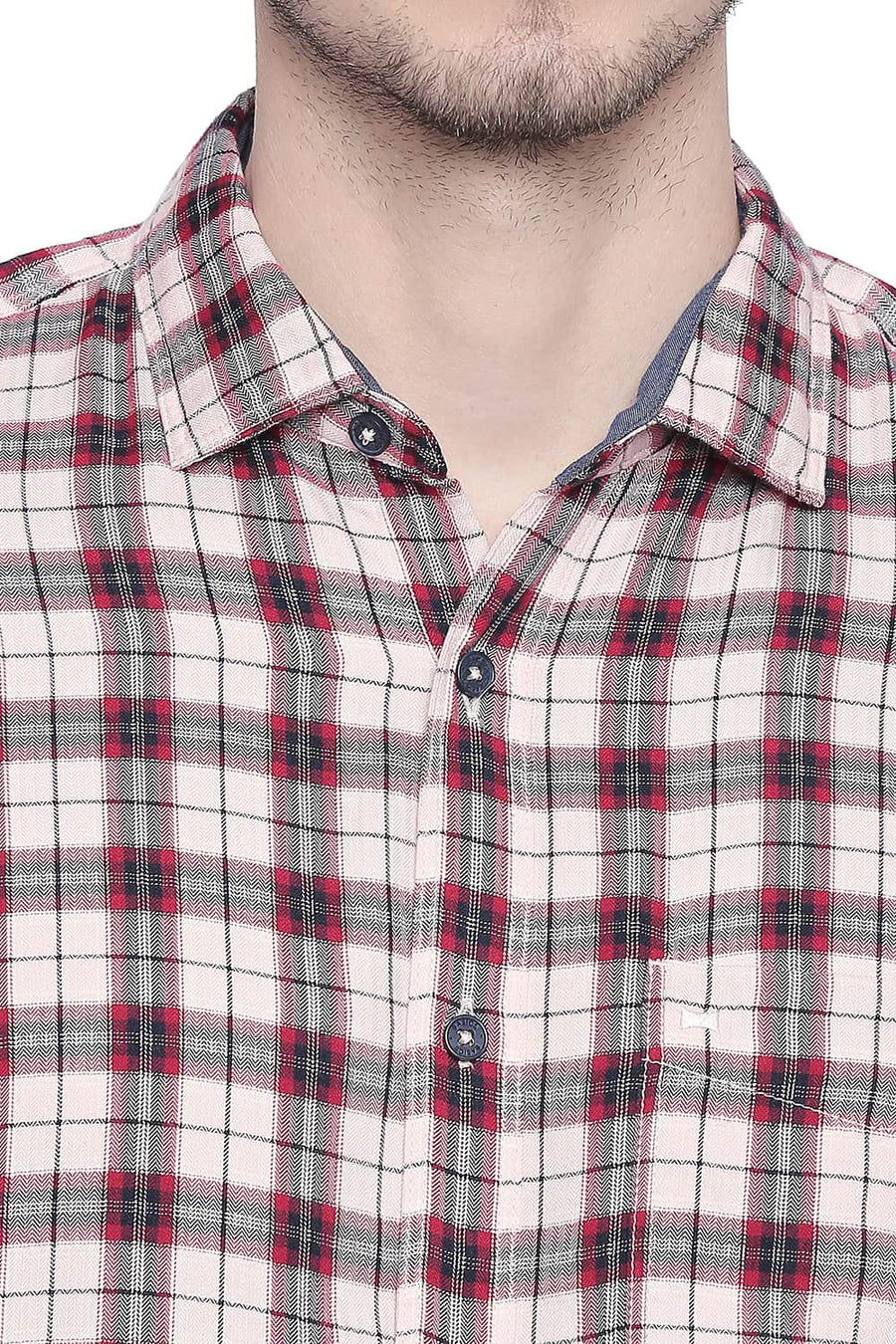 BASICS SLIM FIT ROSE QUARTZ MODAL CHECKS SHIRT