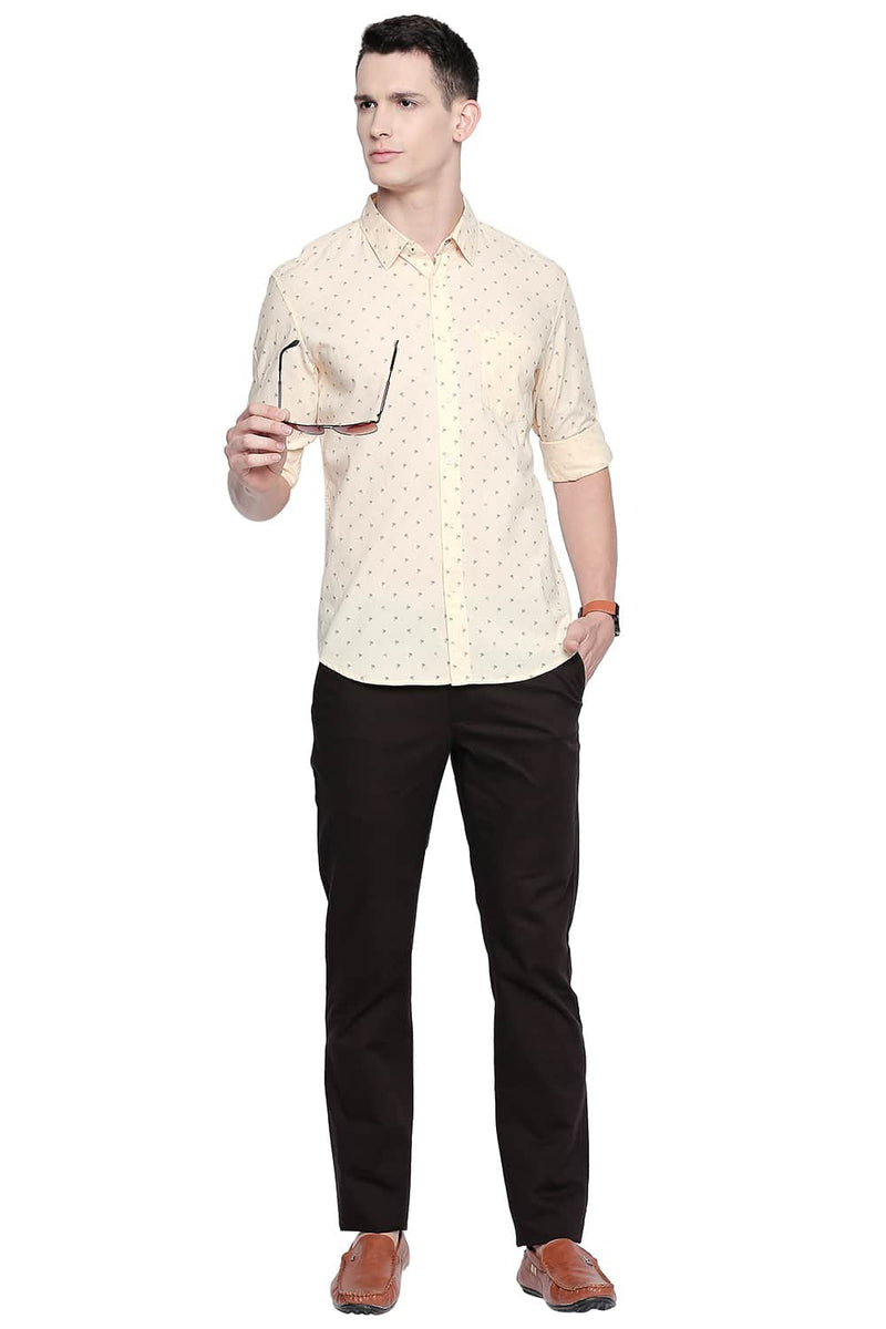 BASICS SLIM FIT OXFORD PRINTED SHIRT