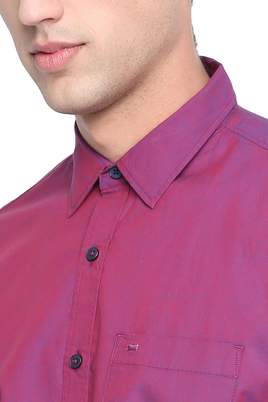 BASICS SLIM FIT RHODODENDRON PINK TWO TONE SHIRT