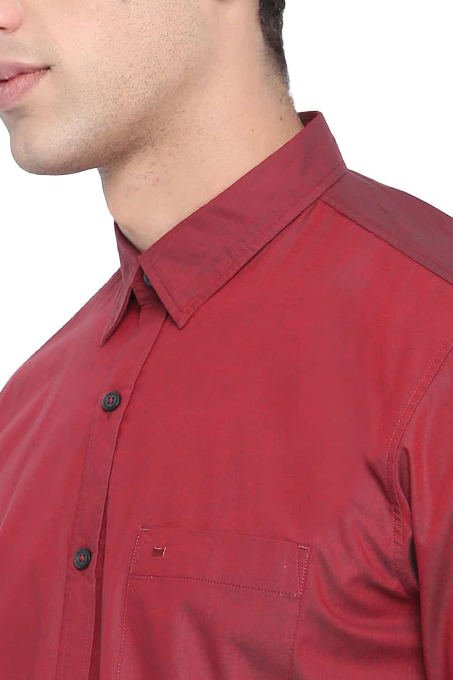 BASICS SLIM FIT DAHLIA RED TWO TONE SHIRT