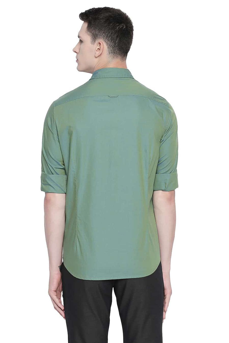 BASICS SLIM FIT FROSTY GREEN TWO TONE SHIRT