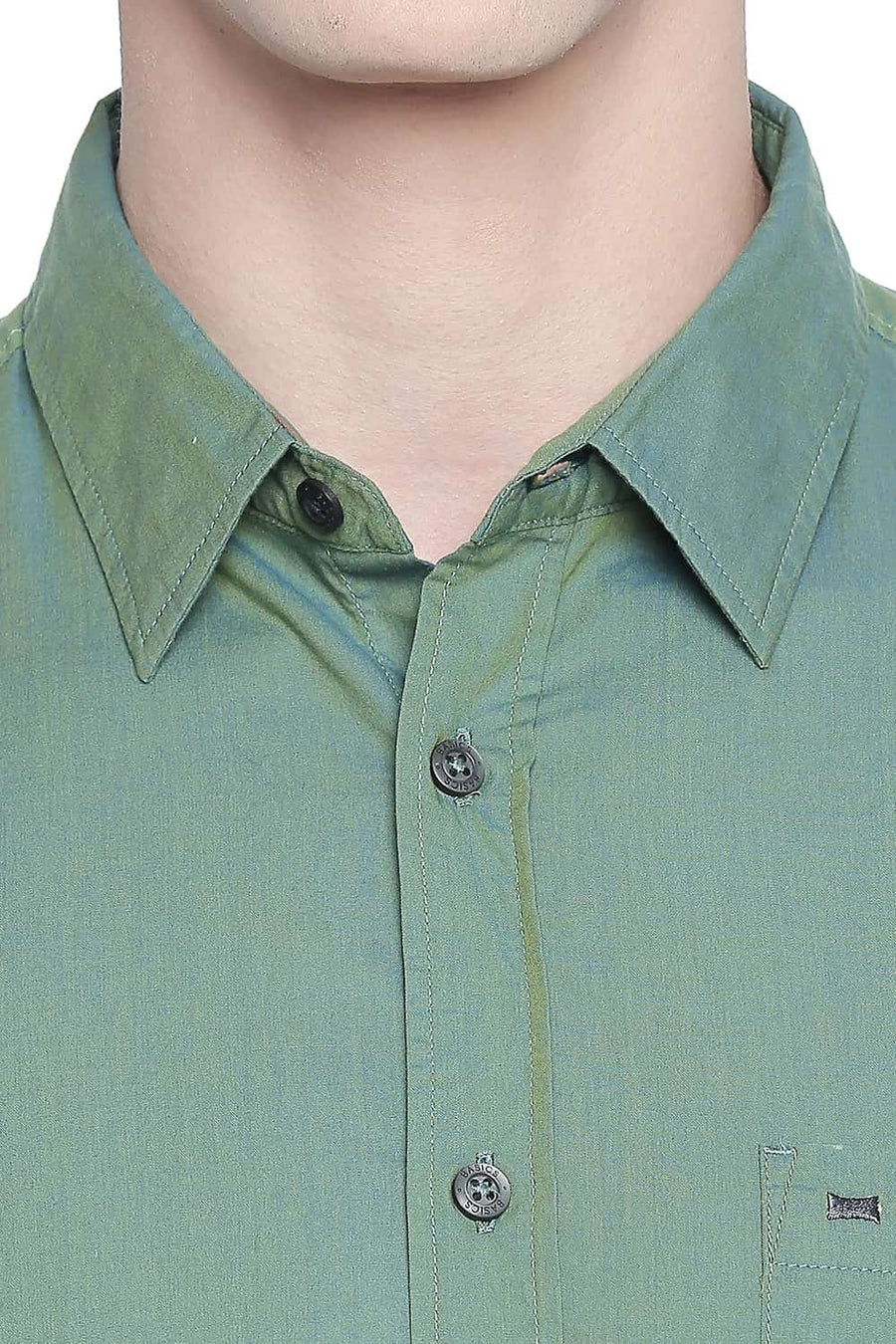 BASICS SLIM FIT FROSTY GREEN TWO TONE SHIRT