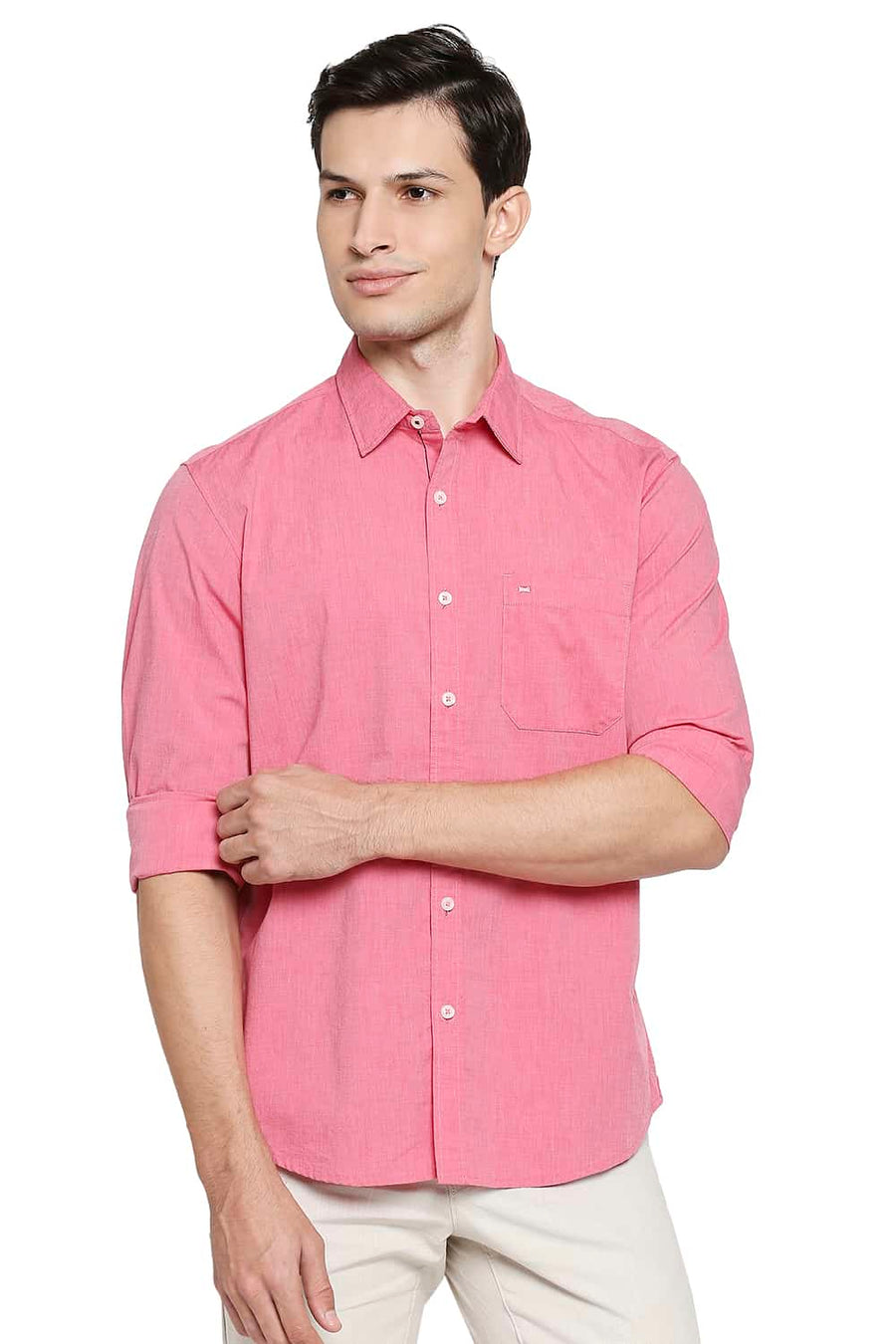 BASICS SLIM FIT CLARET PINK FIL A FIL SHIRT