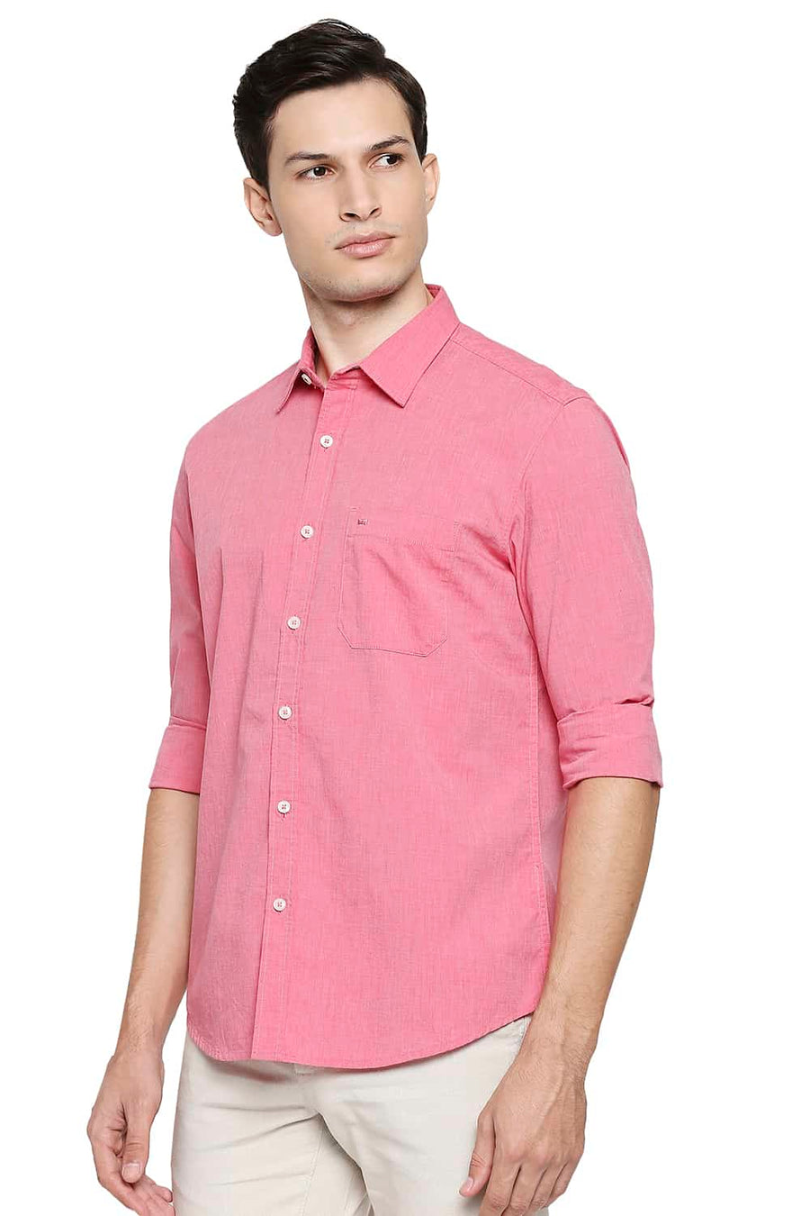 BASICS SLIM FIT CLARET PINK FIL A FIL SHIRT