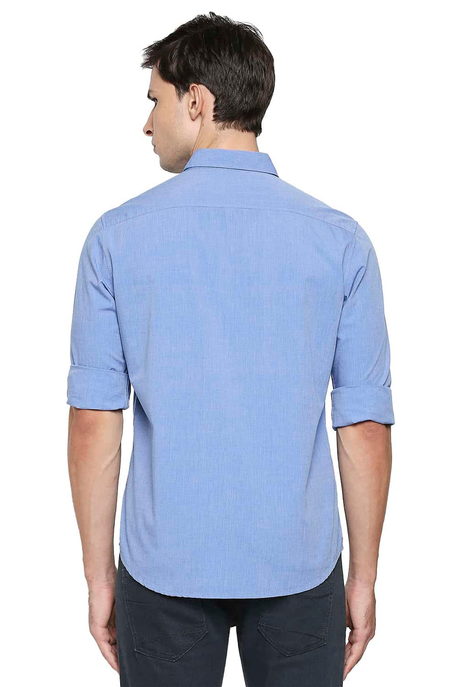 BASICS SLIM FIT REGAL BLUE FIL A FIL SHIRT