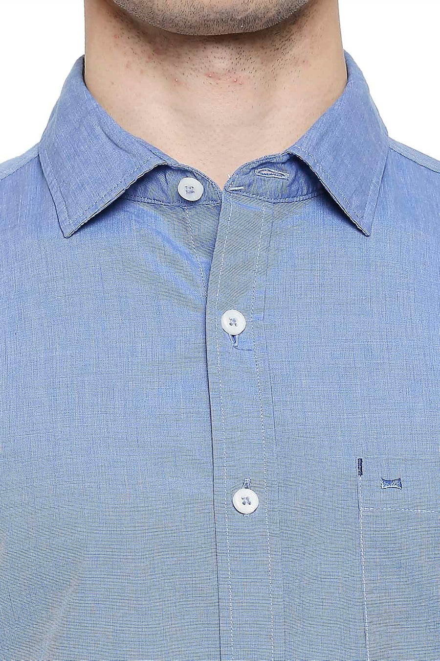 BASICS SLIM FIT REGAL BLUE FIL A FIL SHIRT