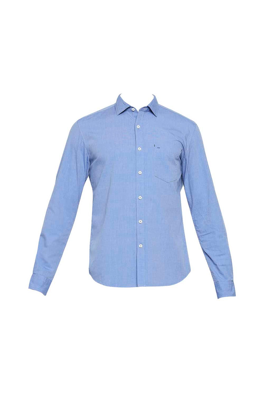 BASICS SLIM FIT REGAL BLUE FIL A FIL SHIRT