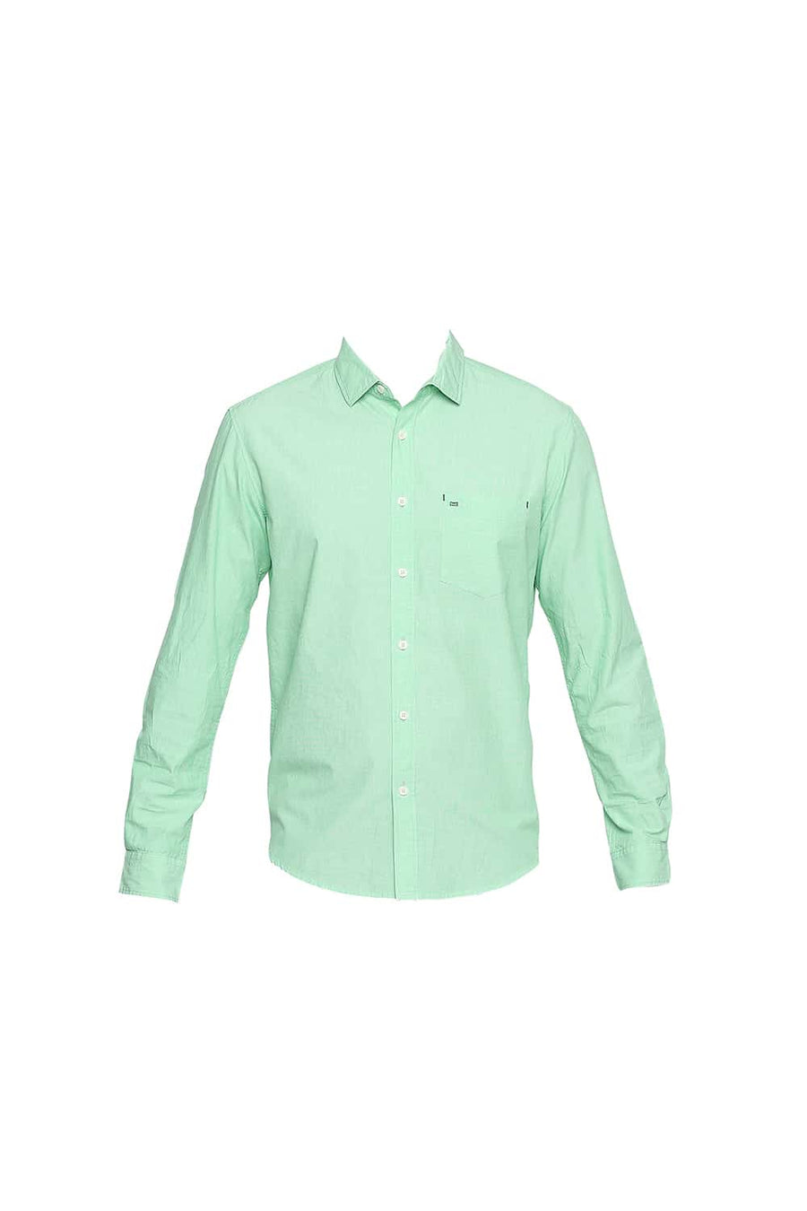 BASICS SLIM FIT GREEN ASH FIL A FIL SHIRT