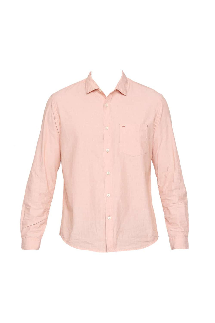 BASICS SLIM FIT ORANGE NECTAR FIL A FIL SHIRT