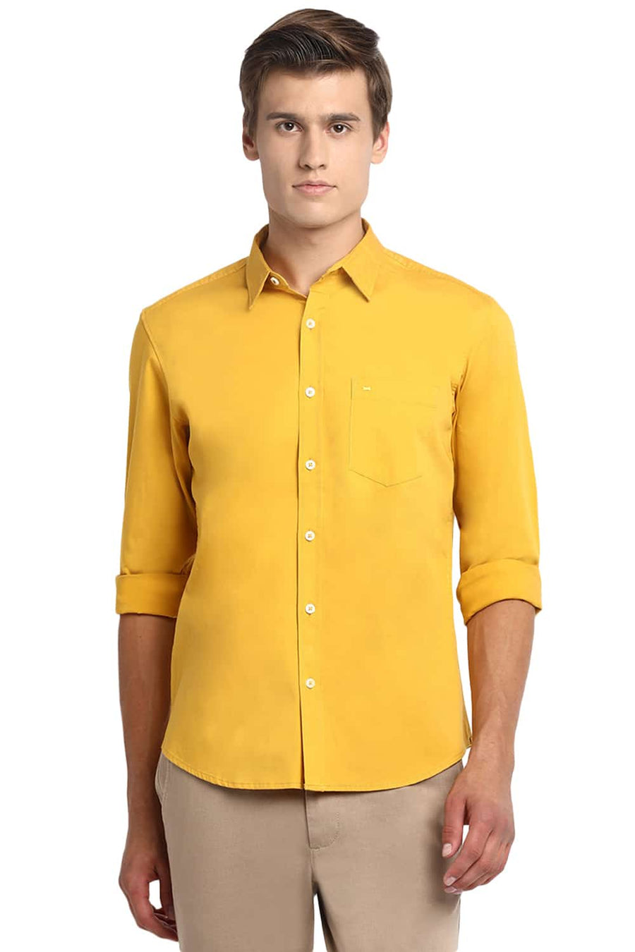 BASICS SLIM FIT FRESSIA YELLOW STRETCH SHIRT