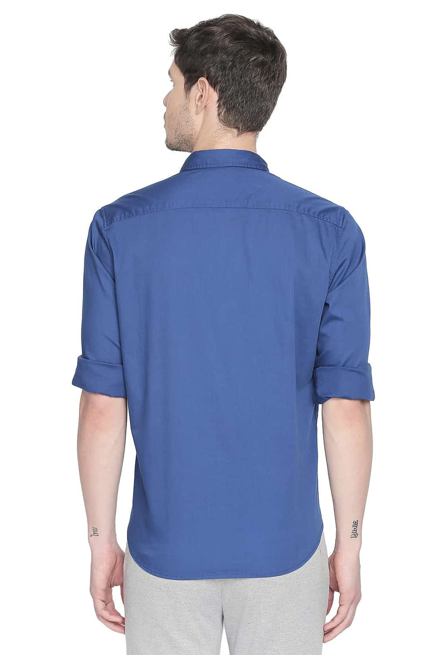 BASICS SLIM FIT MYKONOS BLUE STRETCH SHIRT