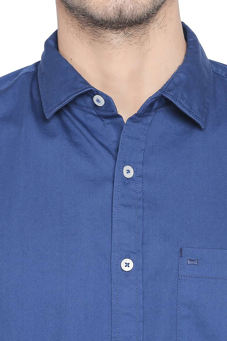 BASICS SLIM FIT MYKONOS BLUE STRETCH SHIRT