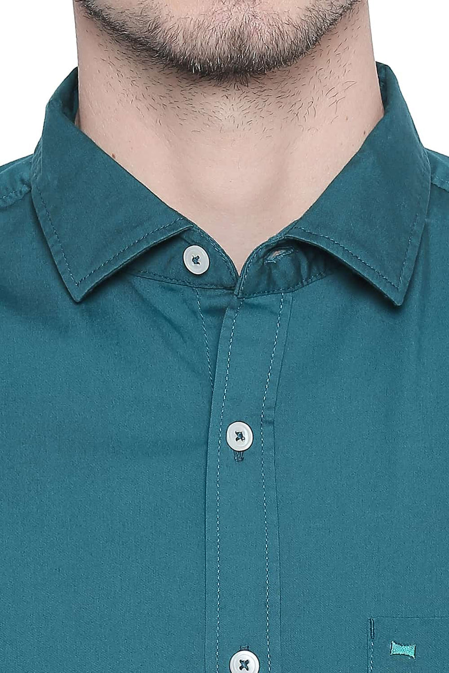 BASICS SLIM FIT SPRUCE GREEN STRETCH SHIRT