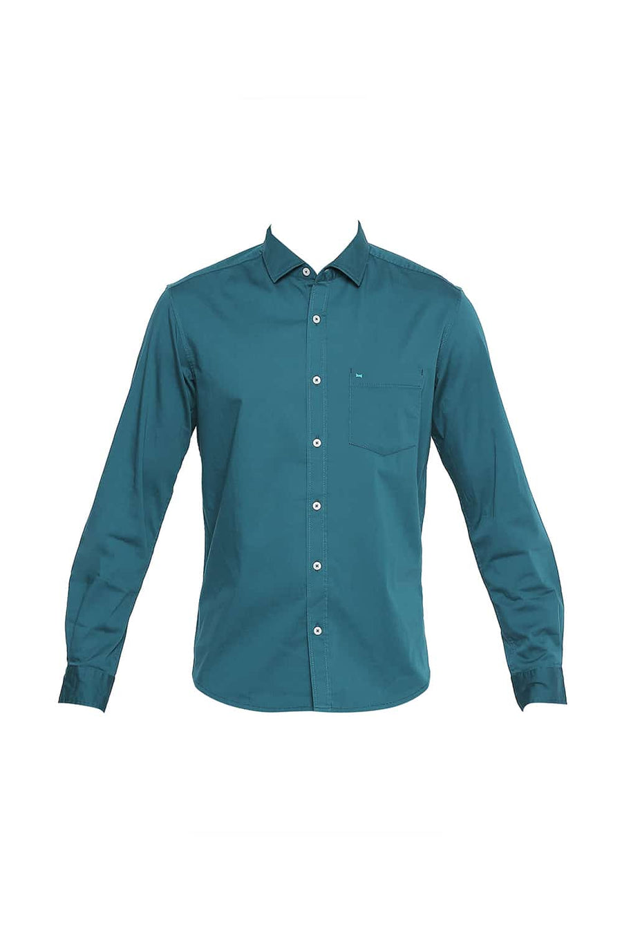BASICS SLIM FIT SPRUCE GREEN STRETCH SHIRT
