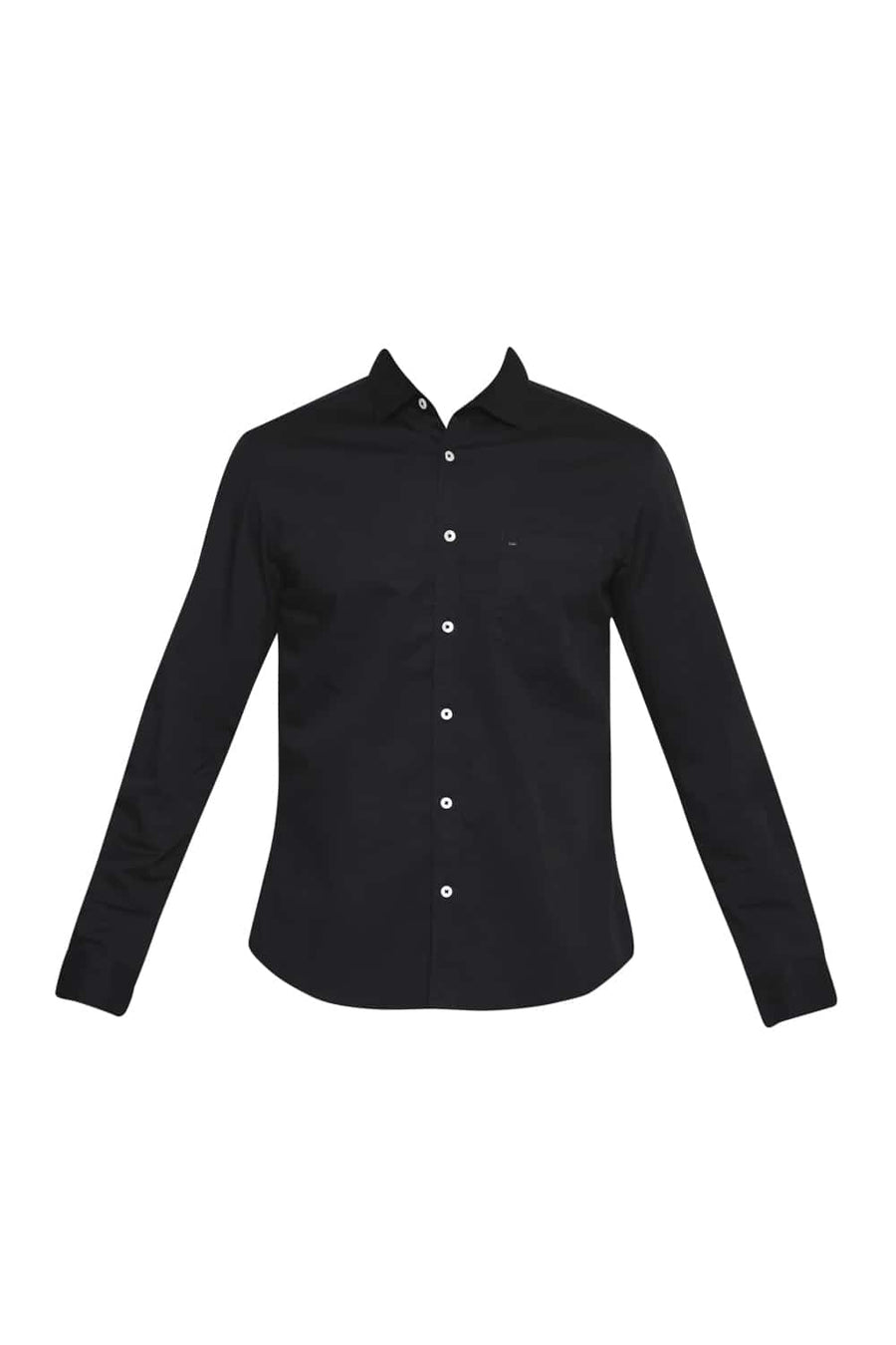 BASICS SLIM FIT MOONLESS NIGHT BLACK STRETCH SHIRT