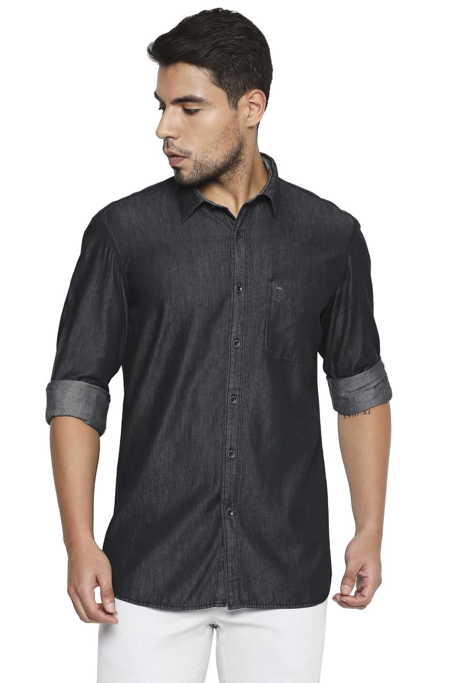 BASICS SLIM FIT ONXY BLACK INDIGO SHIRT