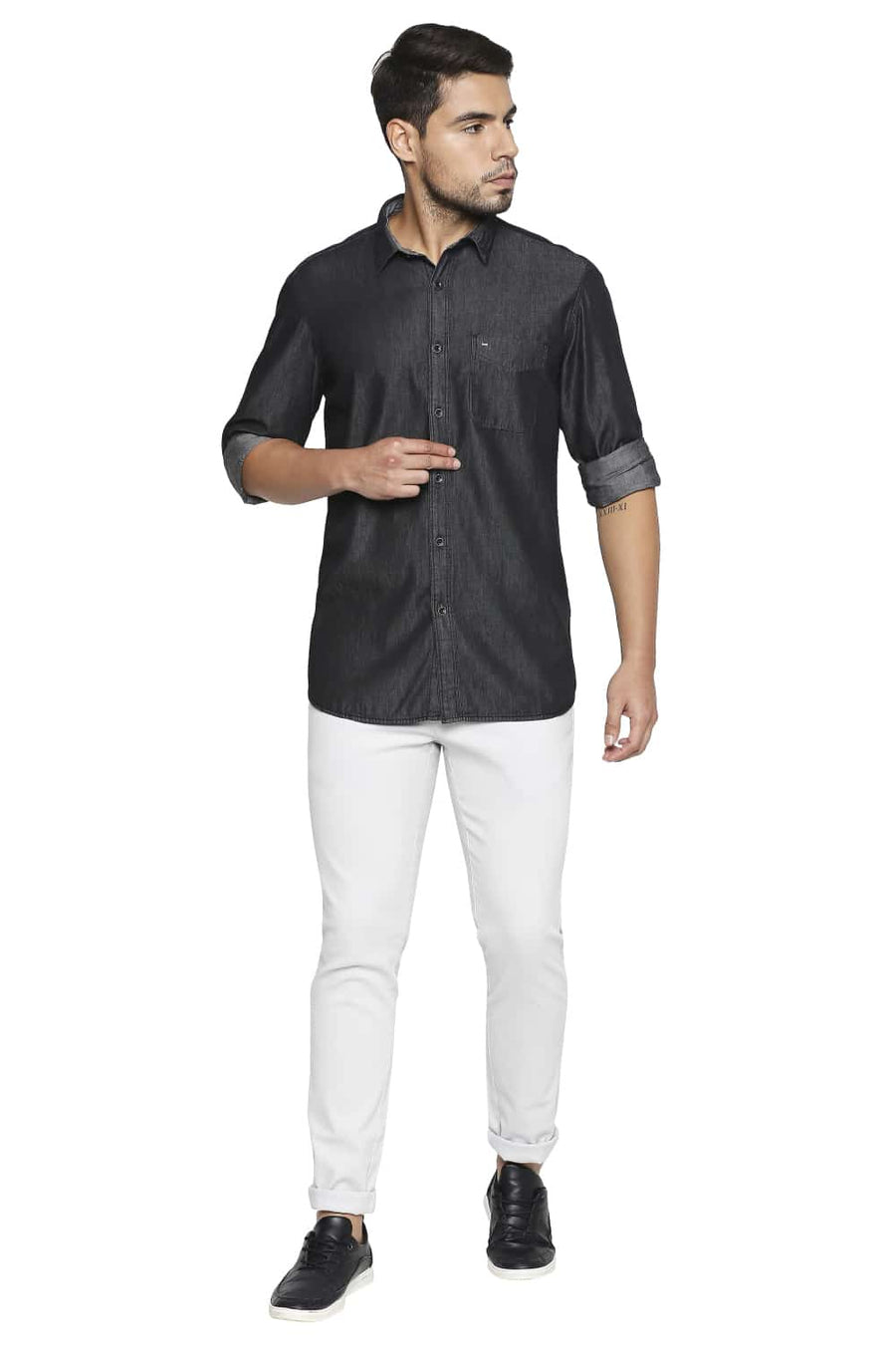 BASICS SLIM FIT ONXY BLACK INDIGO SHIRT