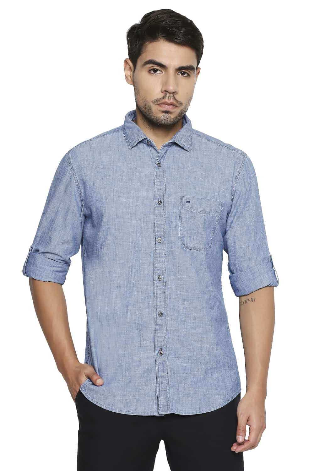 BASICS SLIM FIT INDIGO SHIRT