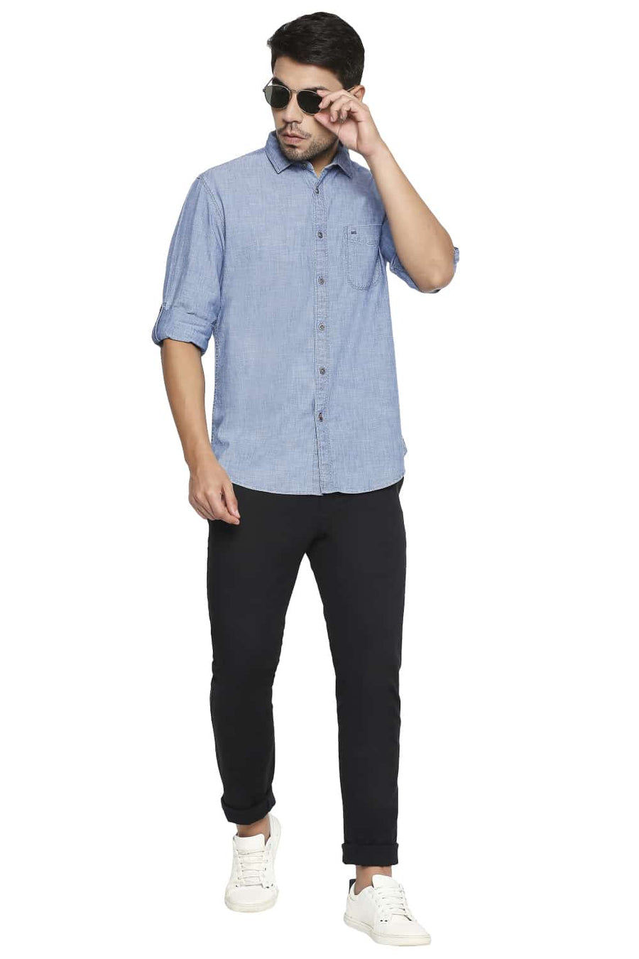 BASICS SLIM FIT SEA NAVY INDIGO SHIRT