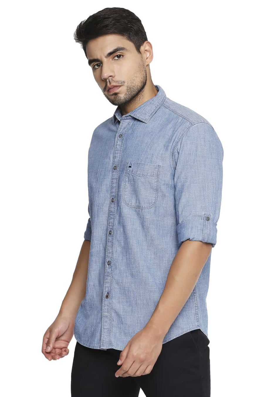 BASICS SLIM FIT SEA NAVY INDIGO SHIRT