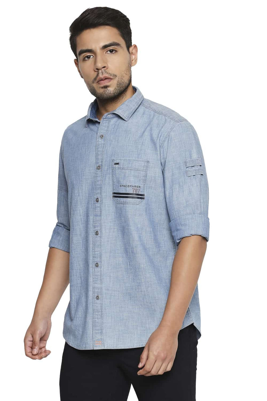 BASICS SLIM FIT HORIZON BLUE INDIGO SHIRT