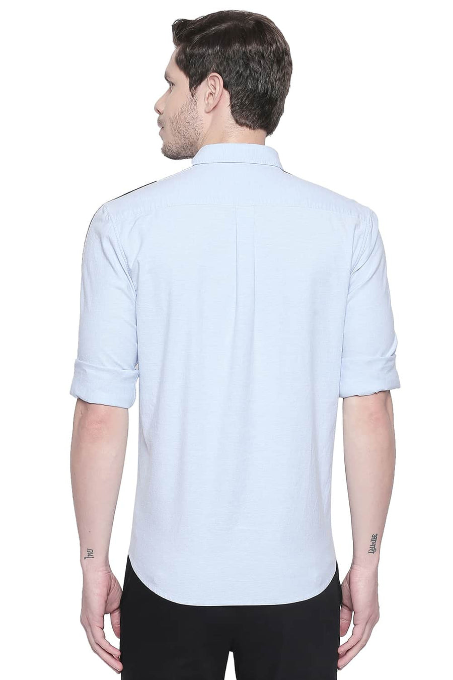 BASICS SLIM FIT POWDER BLUE OXFORD STRETCH SHIRT