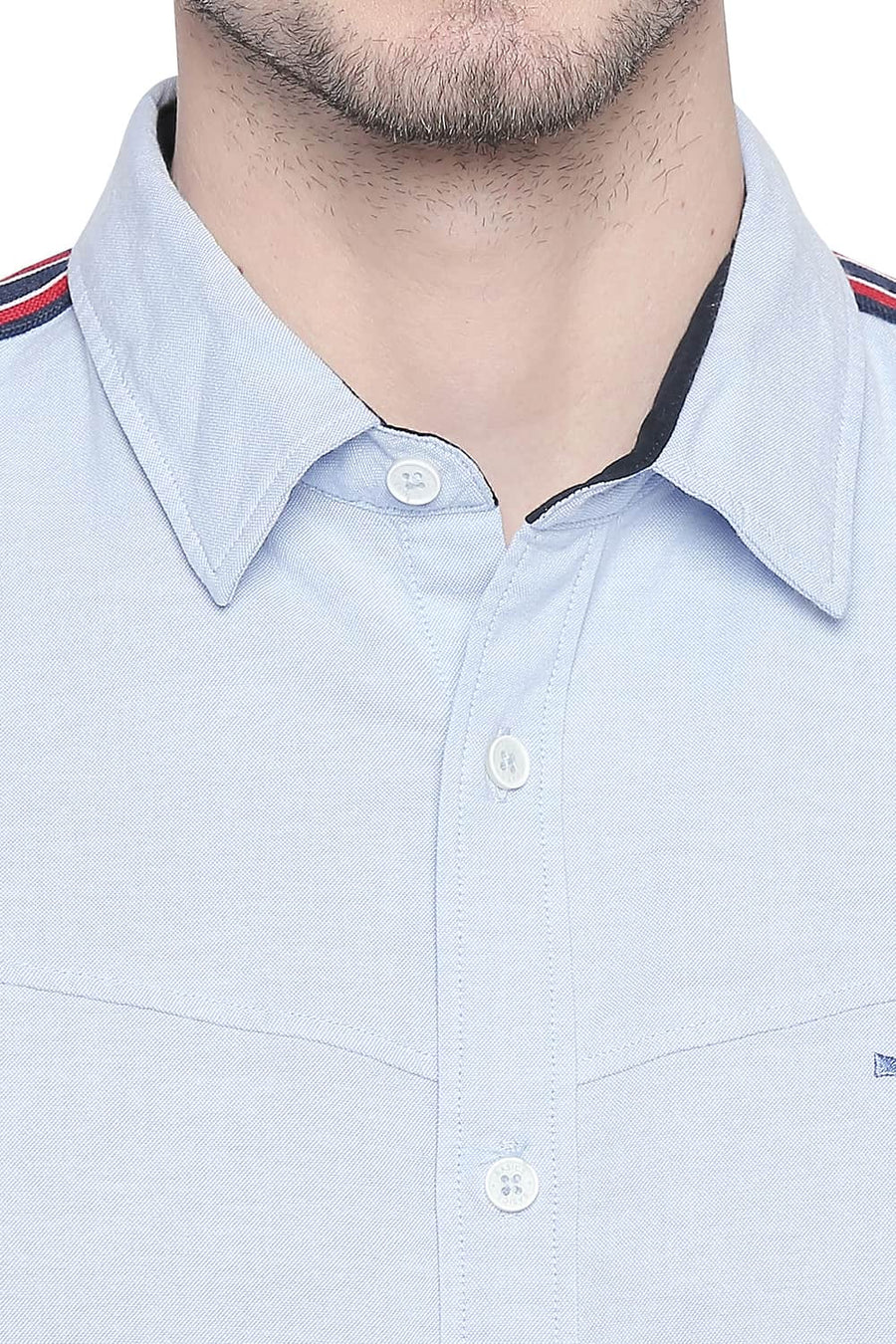 BASICS SLIM FIT POWDER BLUE OXFORD STRETCH SHIRT