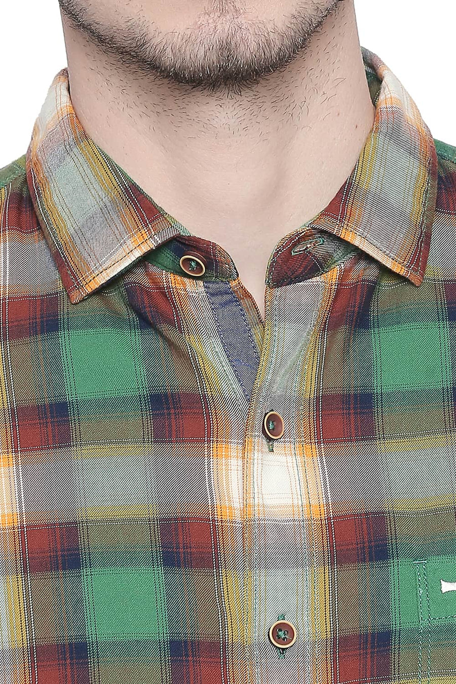 BASICS SLIM FIT JOLLY GREEN CHECKS SHIRT