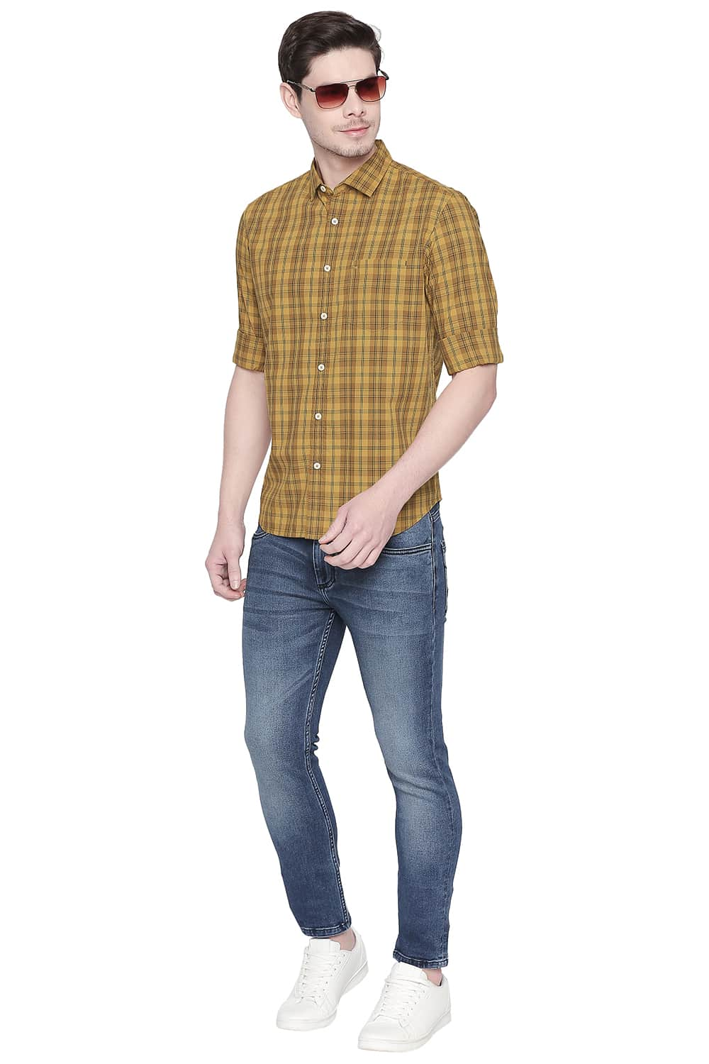 BASICS SLIM FIT CHECKS SHIRT