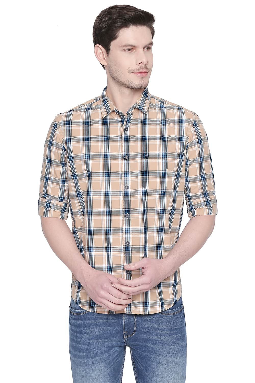 BASICS SLIM FIT CHECKS SHIRT