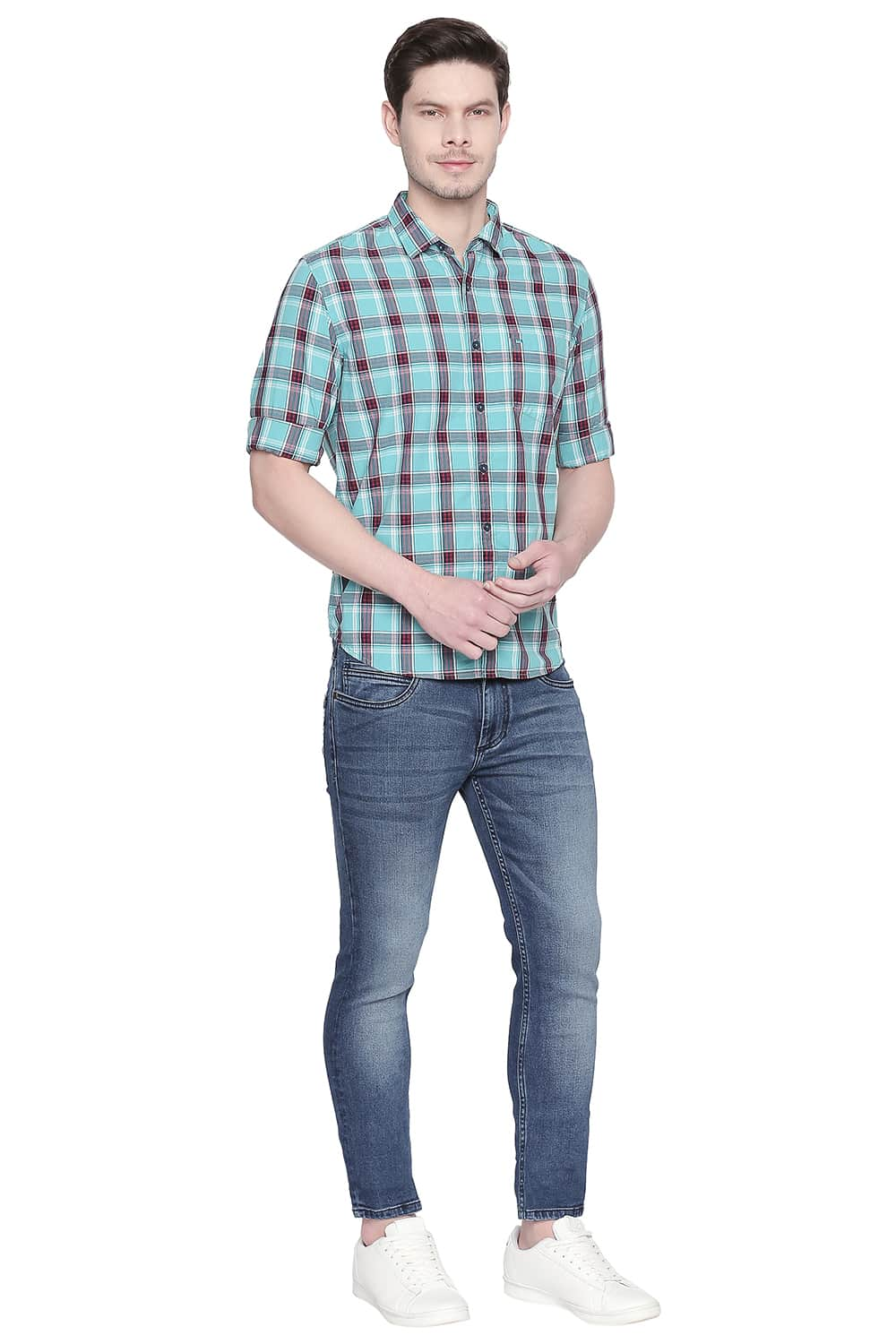 BASICS SLIM FIT CHECKS SHIRT