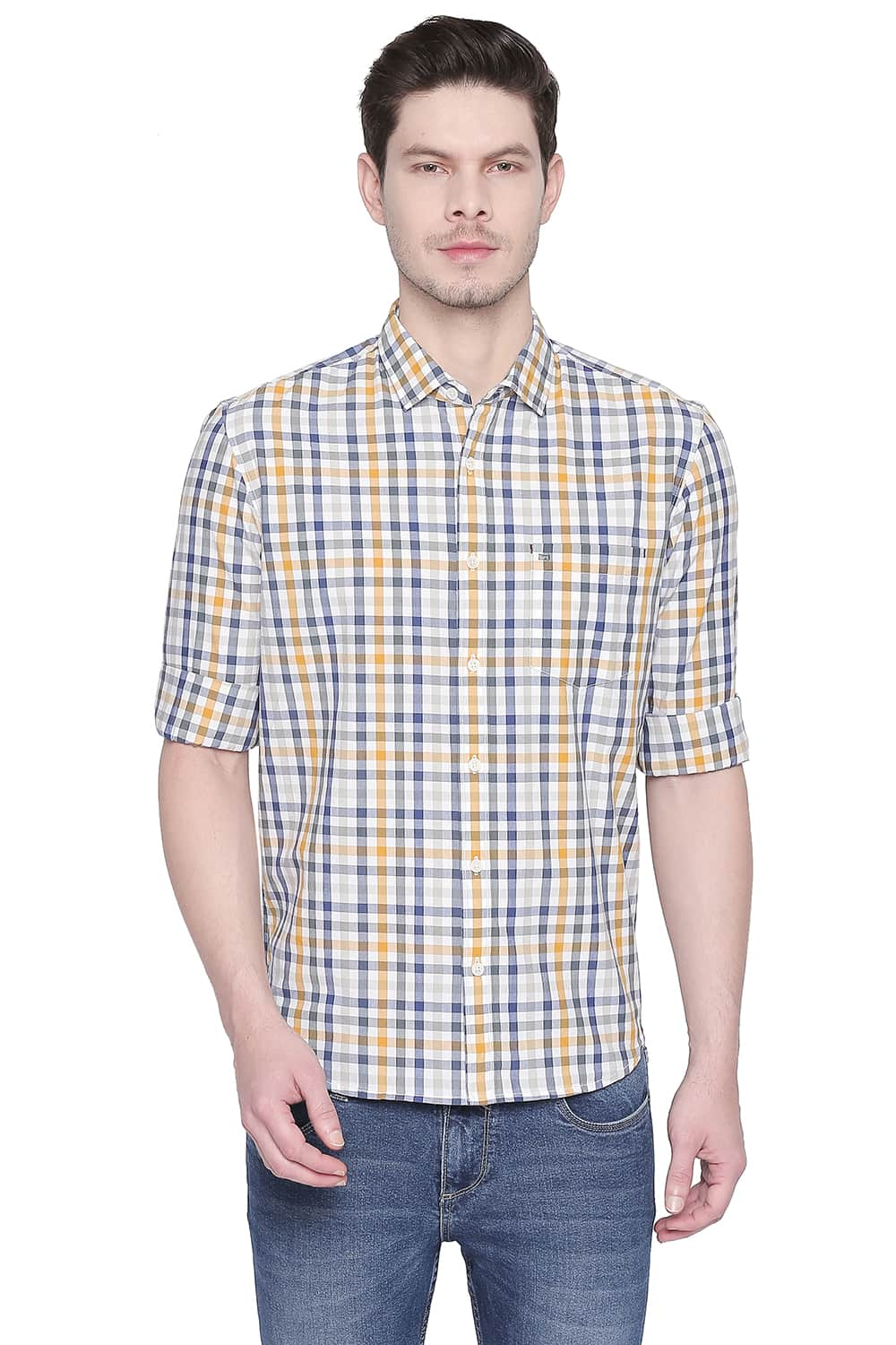 BASICS SLIM FIT CHECKS SHIRT