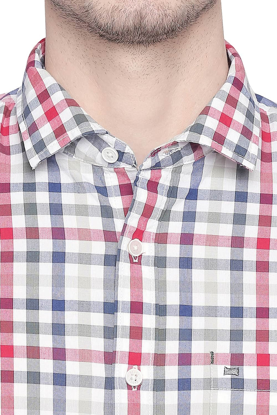 BASICS SLIM FIT RACING RED CHECKS SHIRT
